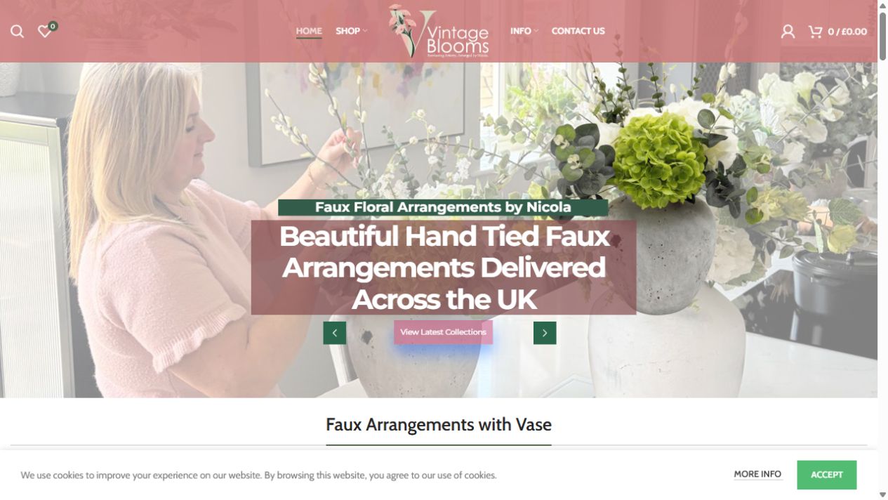 Screenshot of the Vintage Blooms online shop